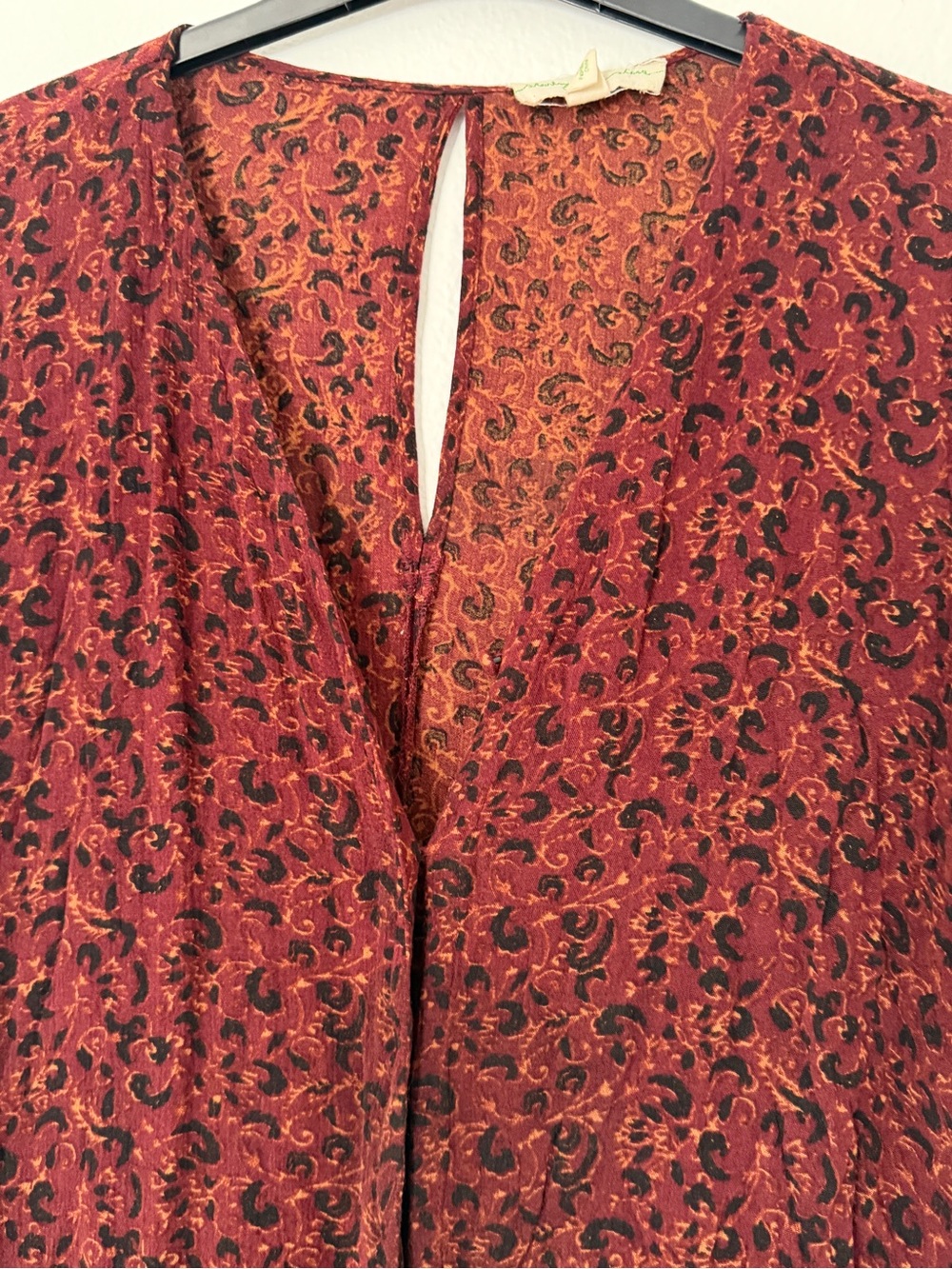 Urban Outfitters Staring at Stars A-Line V-Neck Mini Dress in Burgundy Floral - Picture 7 of 8